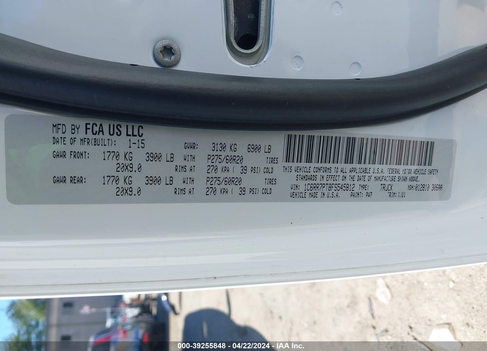 2015 RAM 1500 VIN: 1C6RR7PT8FS545812