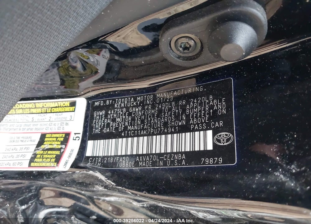 2023 TOYOTA CAMRY LE VIN: 4T1C11AK7PU774941