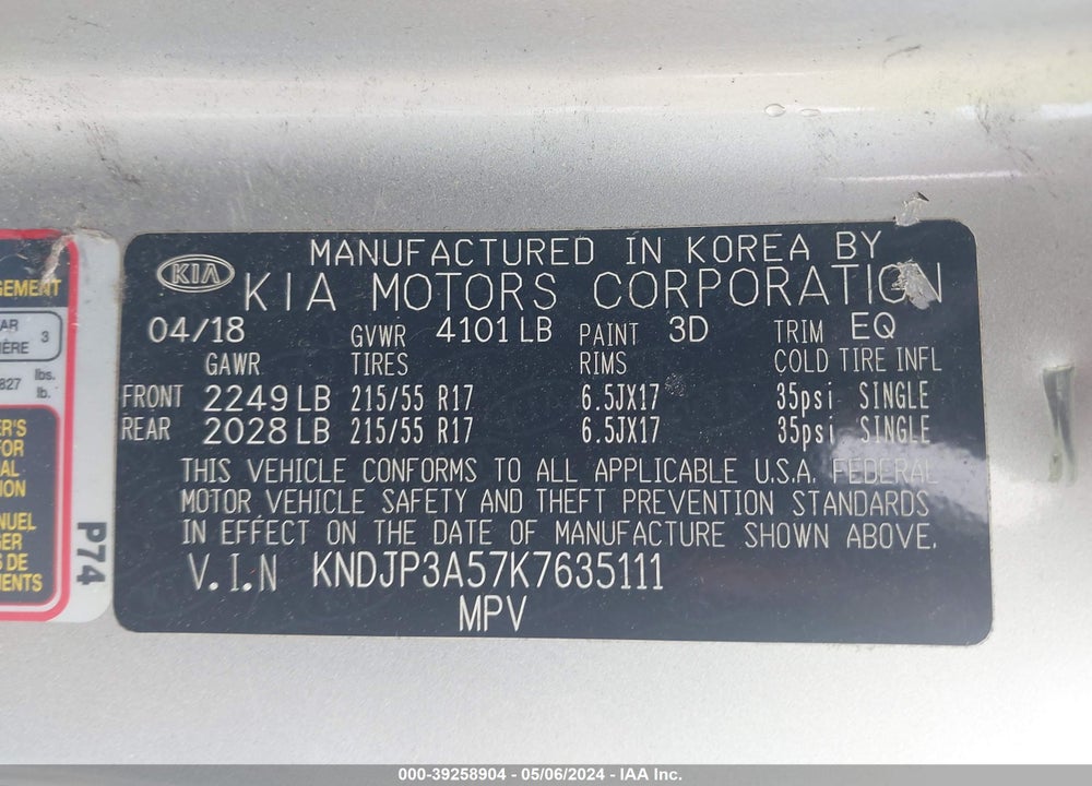 2019 KIA SOUL VIN: KNDJP3A57K7635111