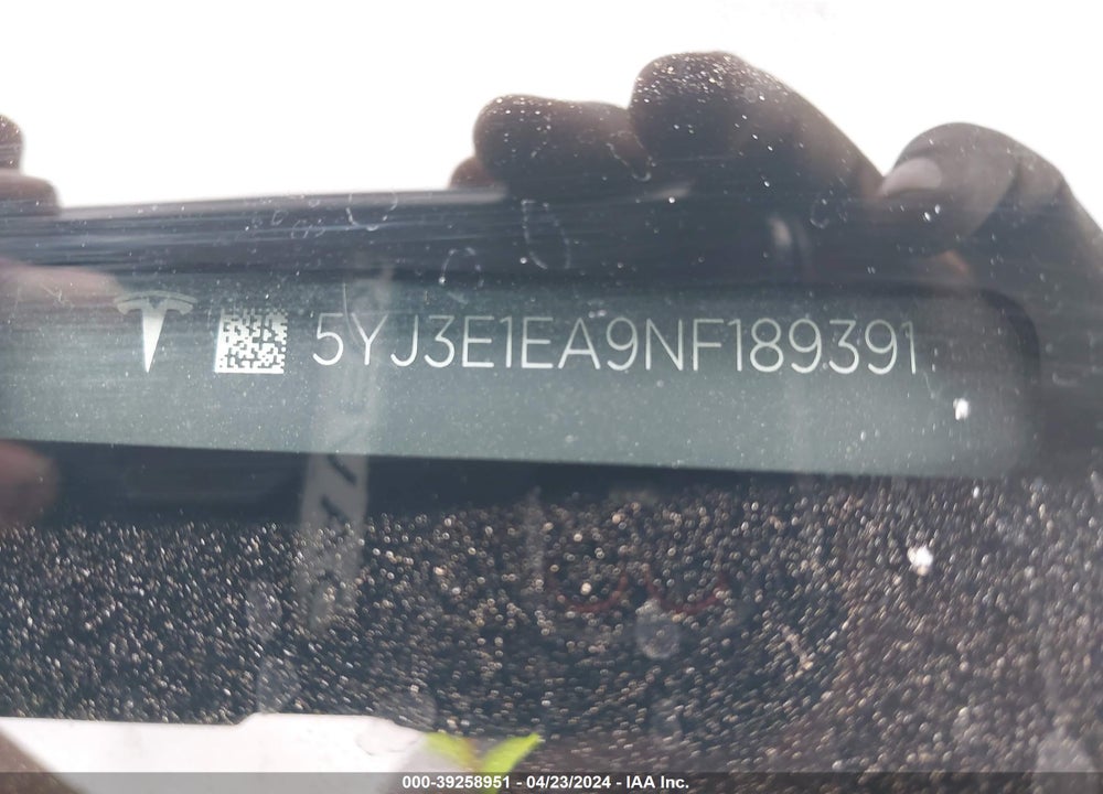 2022 TESLA MODEL 3 VIN: 5YJ3E1EA9NF189391