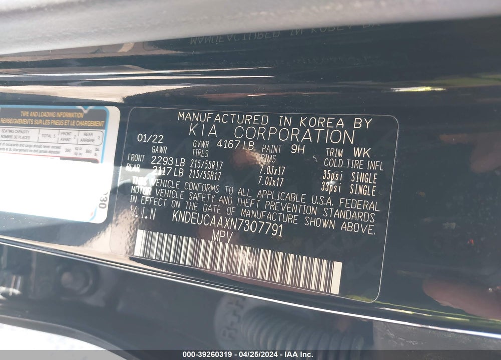 2022 KIA SELTOS S VIN: KNDEUCAAXN7307791