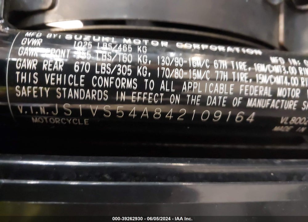 2004 SUZUKI VL800 VIN: JS1VS54A842109164