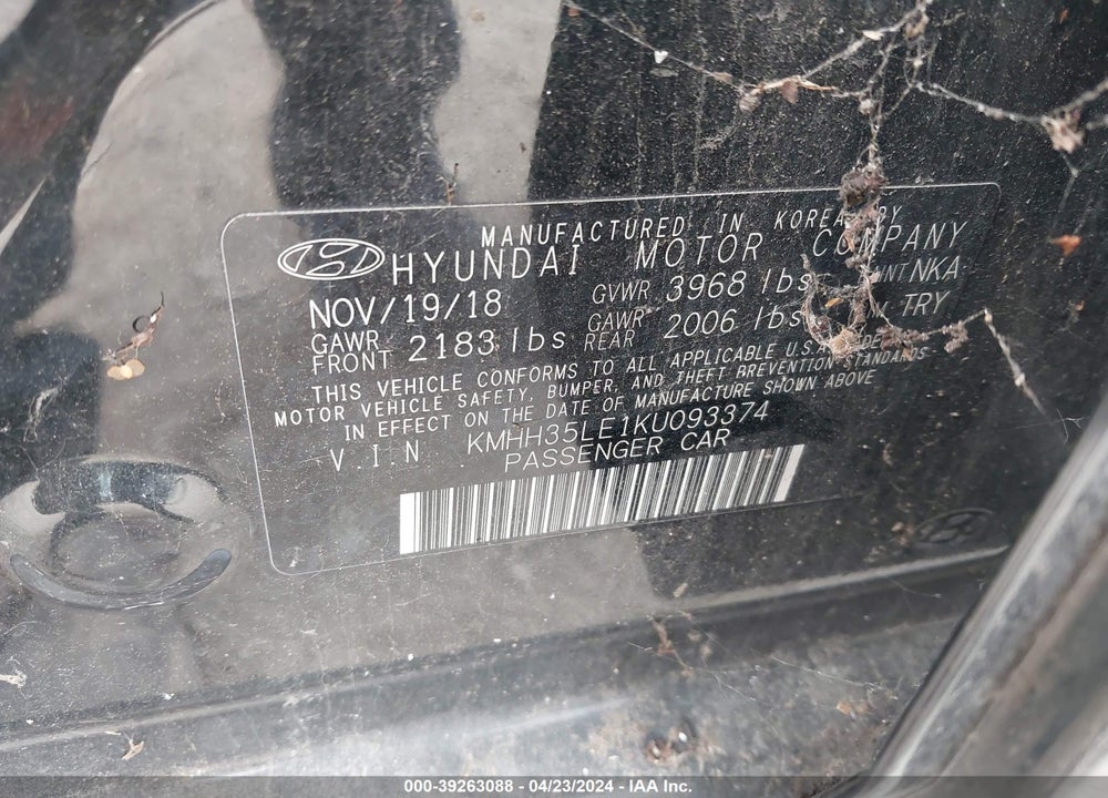 2019 HYUNDAI ELANTRA GT VIN: KMHH35LE1KU093374