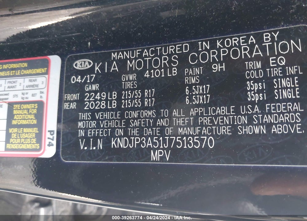 2018 KIA SOUL VIN: KNDJP3A51J7513570