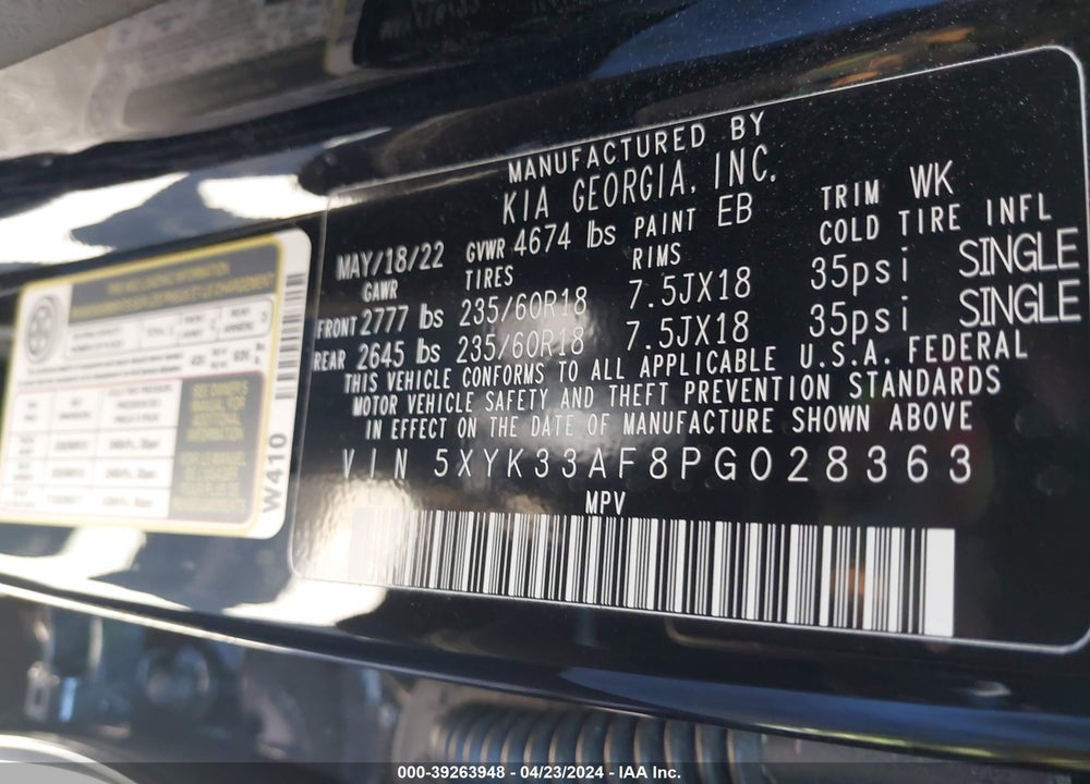2023 KIA SPORTAGE VIN: 5XYK33AF8PG028363