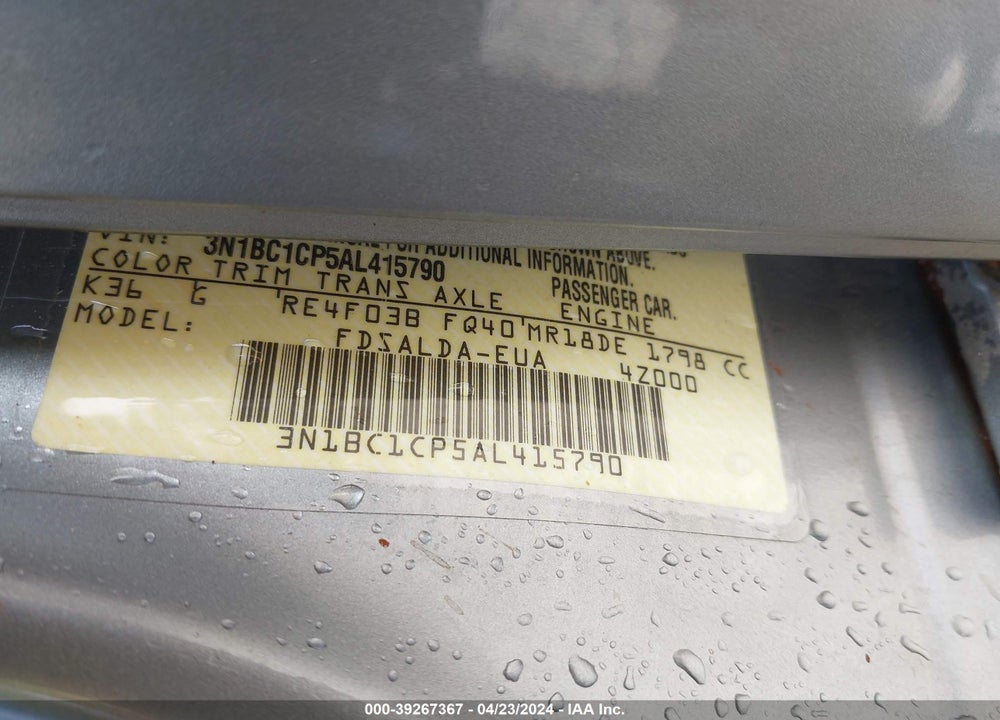 2010 NISSAN VERSA 1.8S VIN: 3N1BC1CP5AL415790