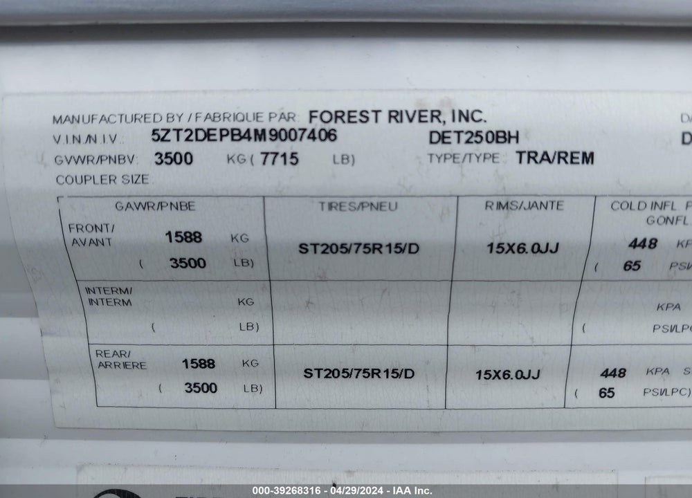 2021 OTHER --- VIN: 5ZT2DEPB4M9007406