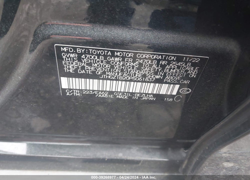 2023 LEXUS IS 350 F-SPORT VIN: JTHGZ1B20P5061837