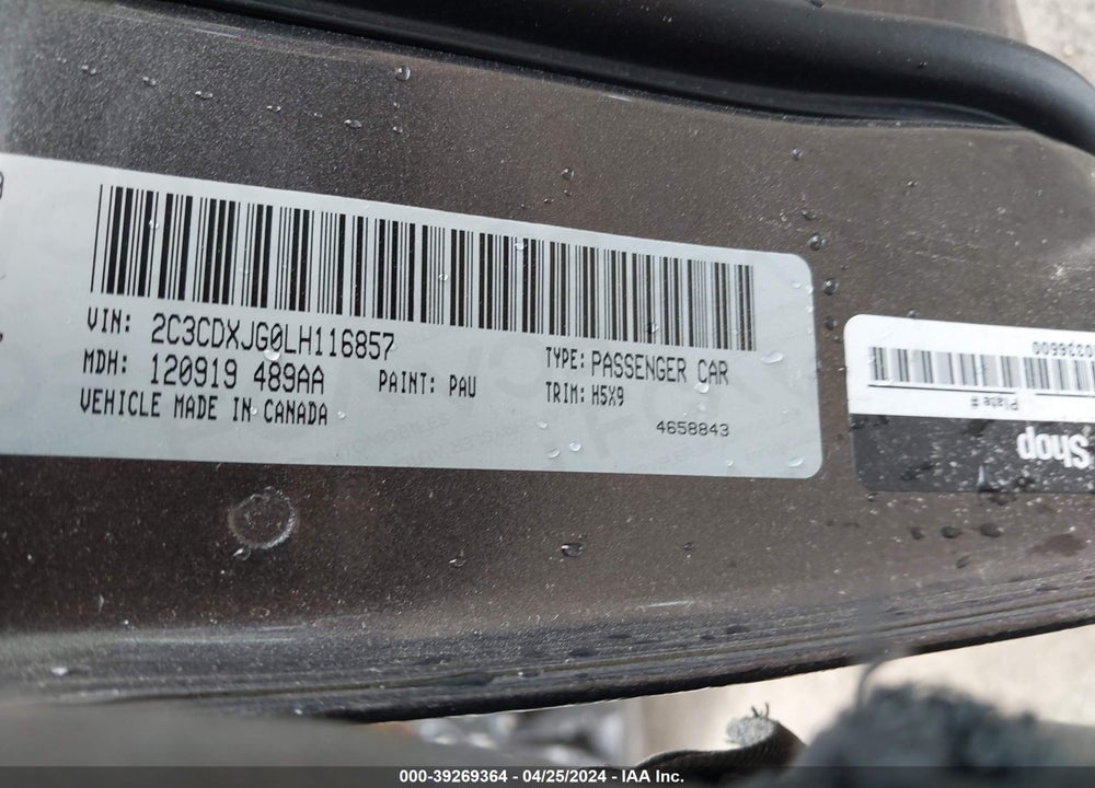 2020 DODGE CHARGER SXT AWD VIN: 2C3CDXJG0LH116857