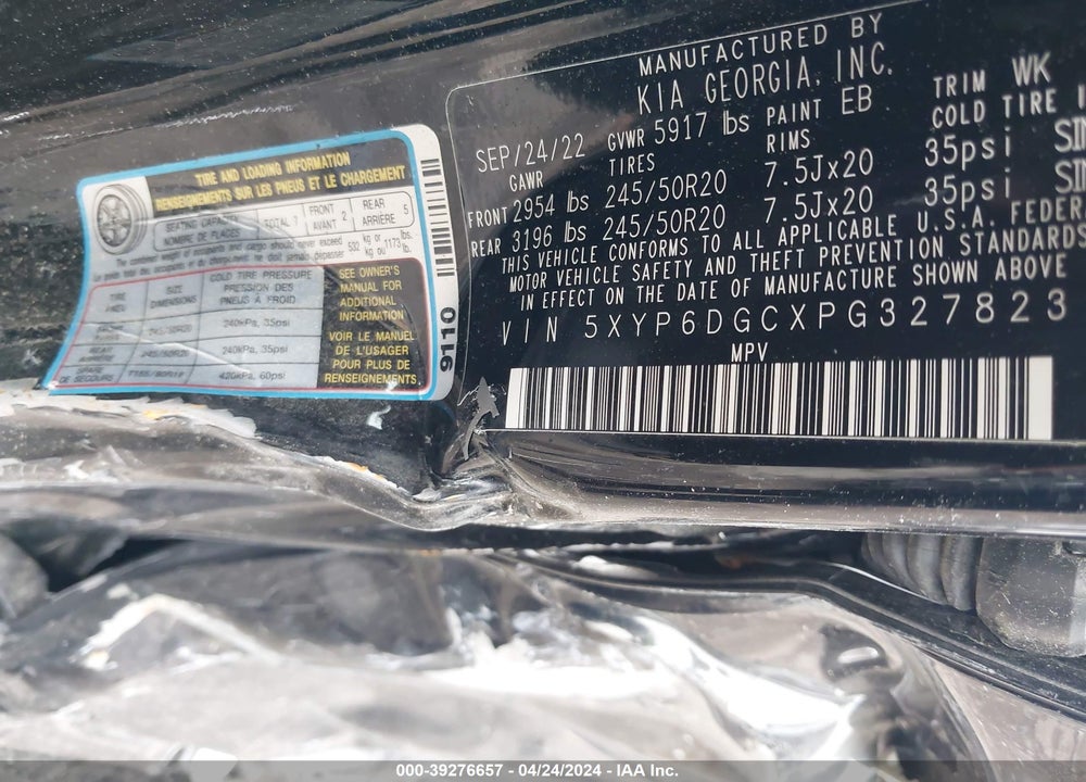2023 KIA TELLURIDE S VIN: 5XYP6DGCXPG327823