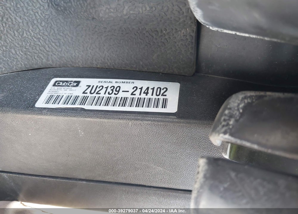2021 CLUB CAR GOLF CART VIN: ZU2139214102