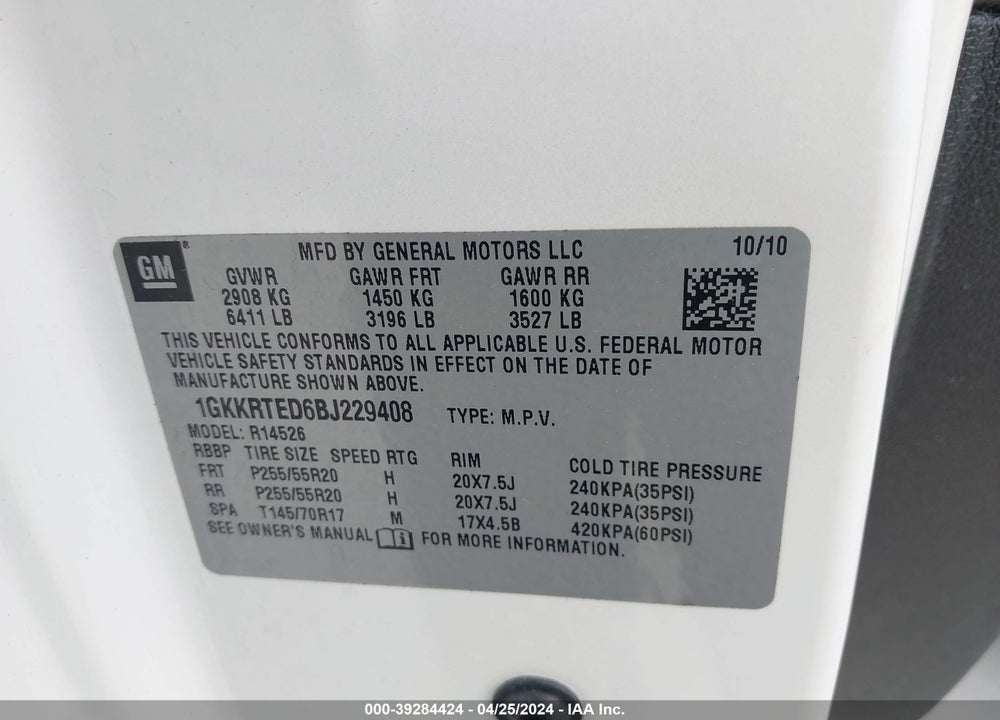 2011 GMC ACADIA DENALI VIN: 1GKKRTED6BJ229408