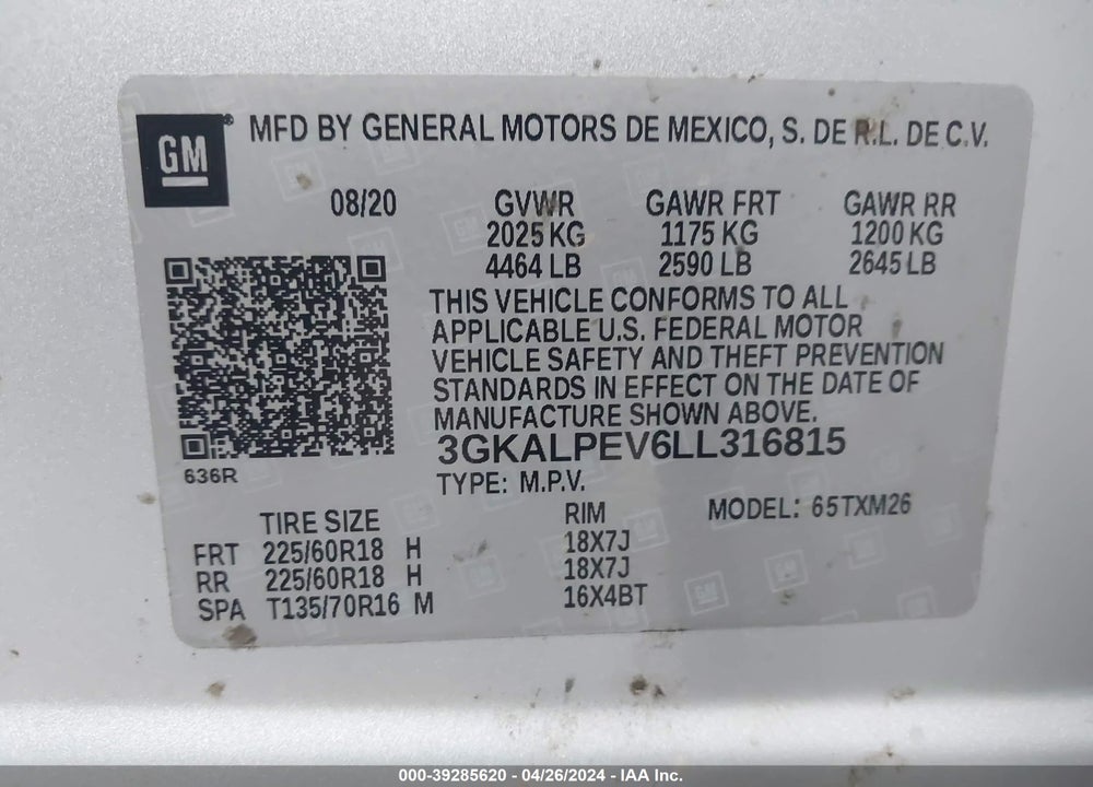2020 GMC TERRAIN FWD SLT VIN: 3GKALPEV6LL316815