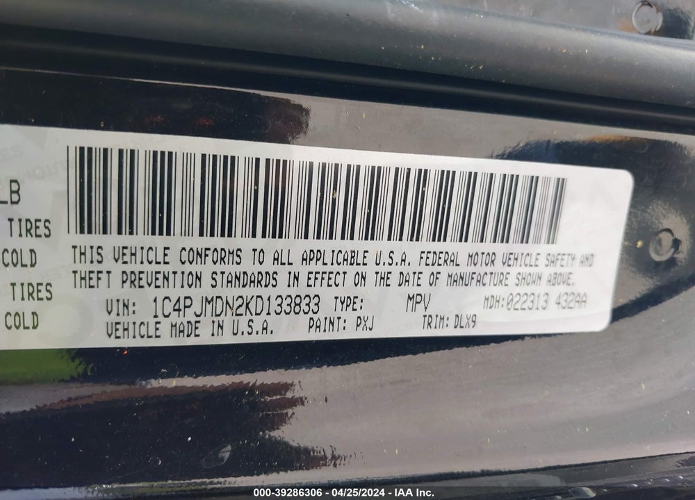 2019 JEEP CHEROKEE LIMITED 4X4 VIN: 1C4PJMDN2KD133833