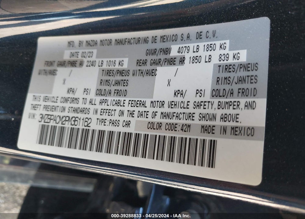 2023 MAZDA 3 2.5 S PREFERRED VIN: 3MZBPACM2PM361162