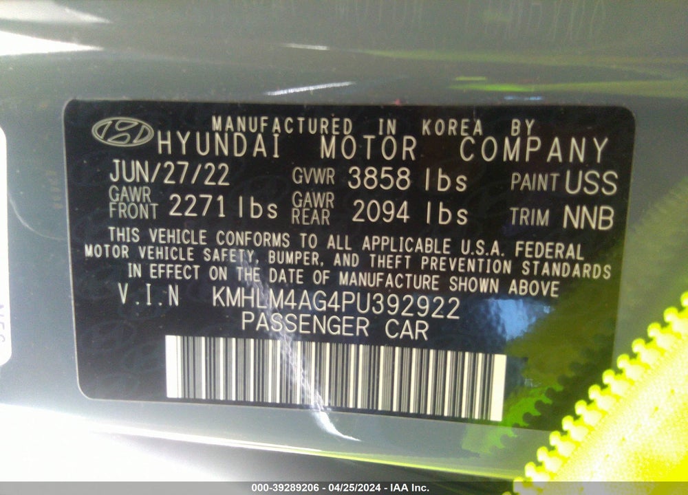 2023 HYUNDAI ELANTRA SEL VIN: KMHLM4AG4PU392922