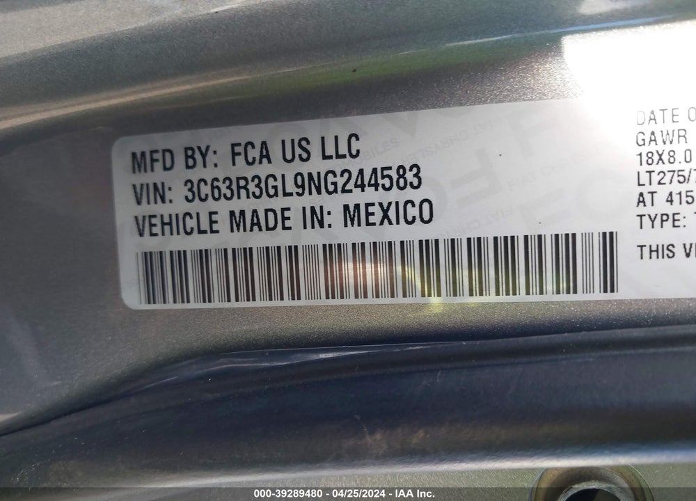 2022 RAM 3500 TRADESMAN  4X4 8' BOX VIN: 3C63R3GL9NG244583