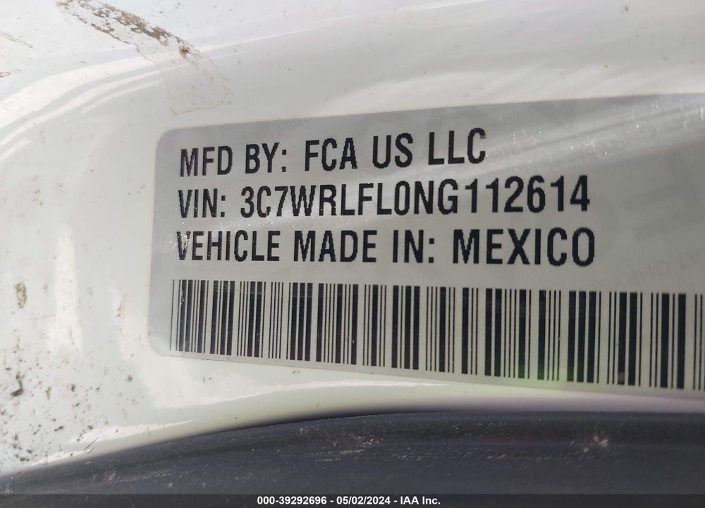 2022 RAM 4500 CHASSIS TRADESMAN/SLT/LAIE/LIMITED VIN: 3C7WRLFL0NG112614