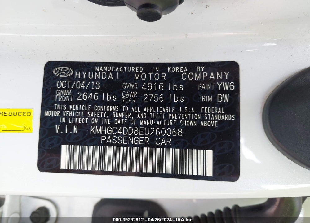 2014 HYUNDAI GENESIS 3.8 VIN: KMHGC4DD8EU260068
