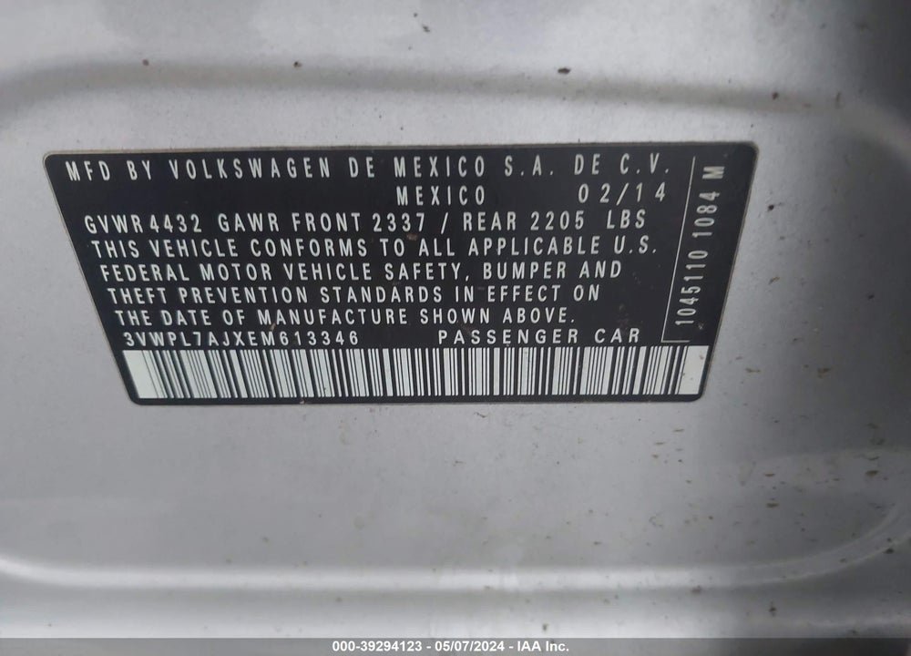 2014 VOLKSWAGEN JETTA SPORTWAGEN 2.0L TDI VIN: 3VWPL7AJXEM613346