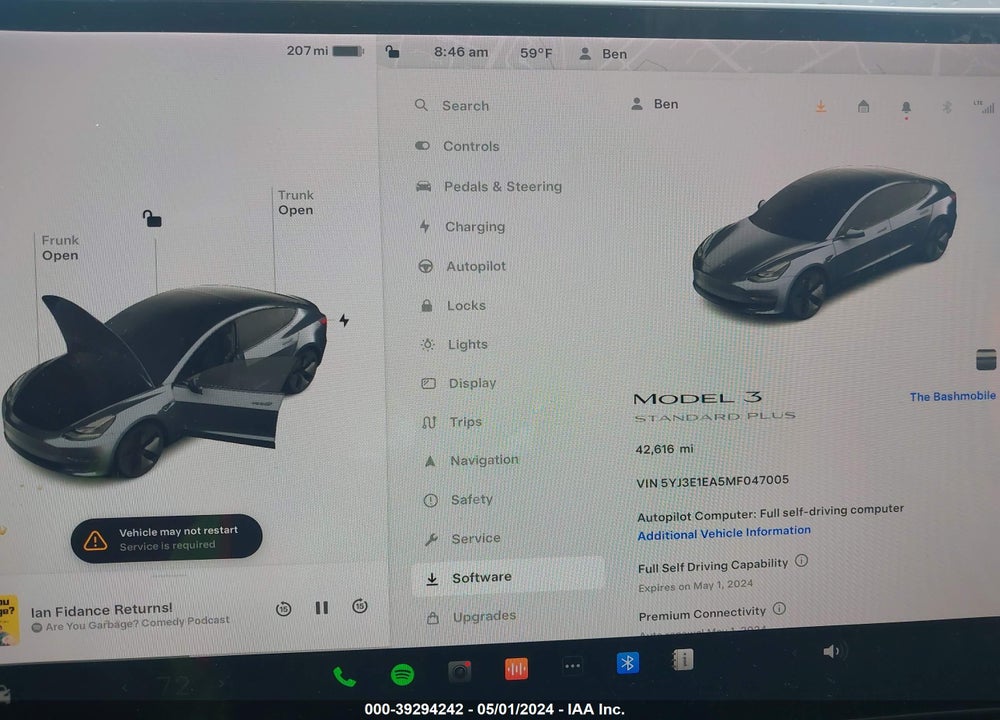 2021 TESLA MODEL 3 STANDARD RANGE PLUS REAR-WHEEL DRIVE VIN: 5YJ3E1EA5MF047005