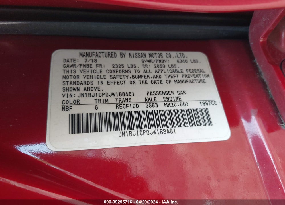 2018 NISSAN ROGUE SPORT S VIN: JN1BJ1CP0JW188461