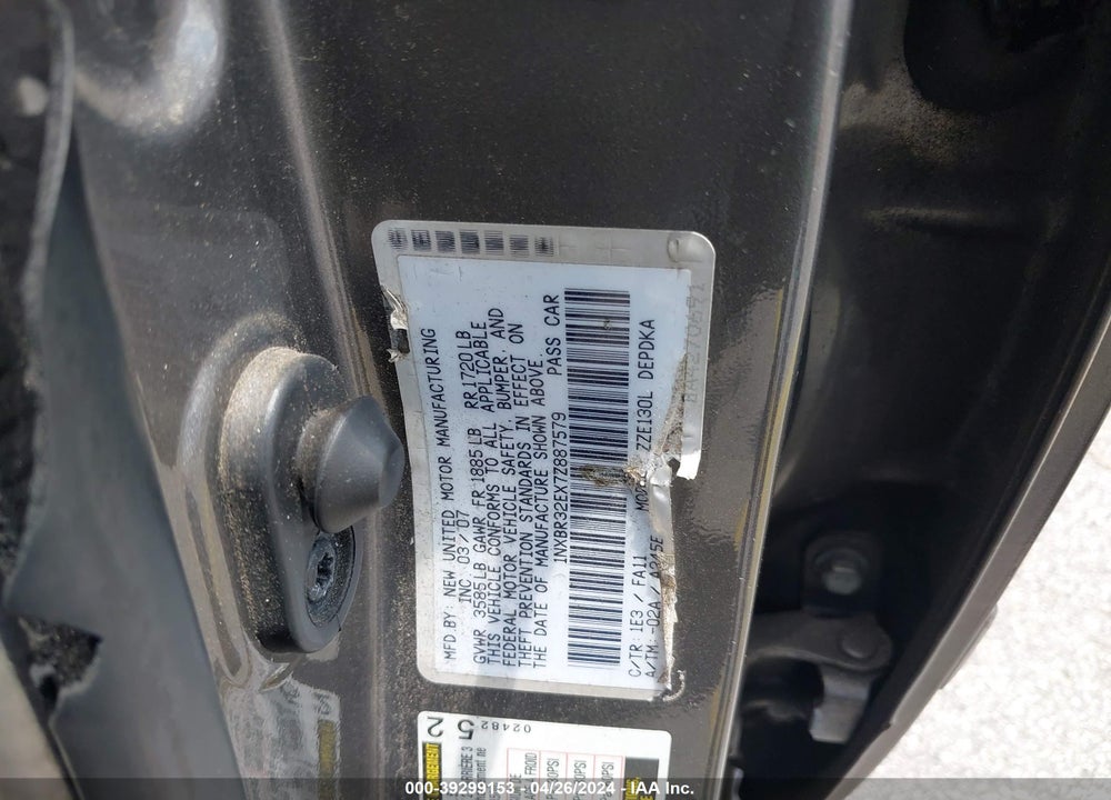 2007 TOYOTA COROLLA CE VIN: 1NXBR32EX7Z887579
