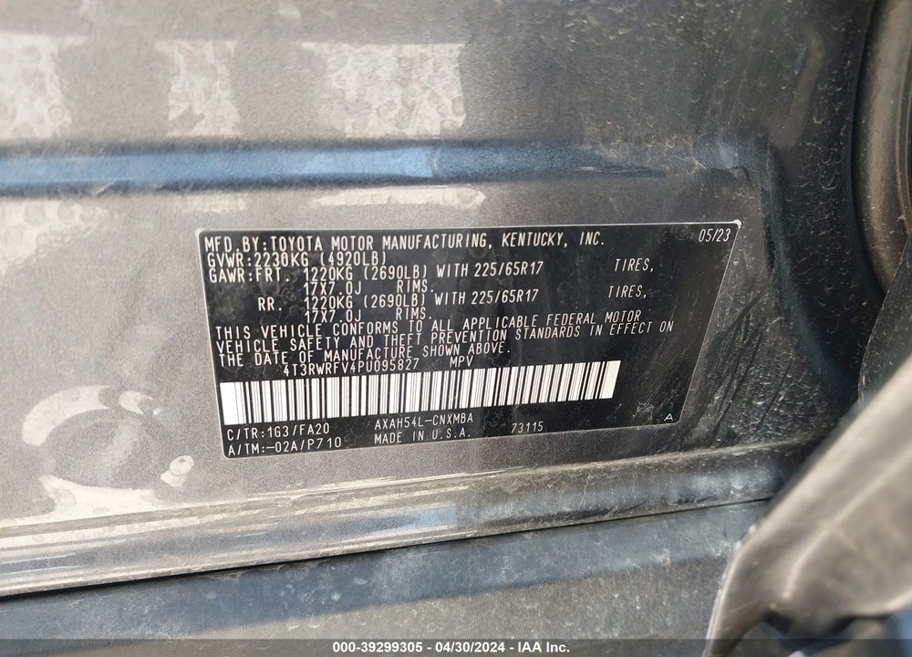 2023 TOYOTA RAV4 XLE HYBRID VIN: 4T3RWRFV4PU095827
