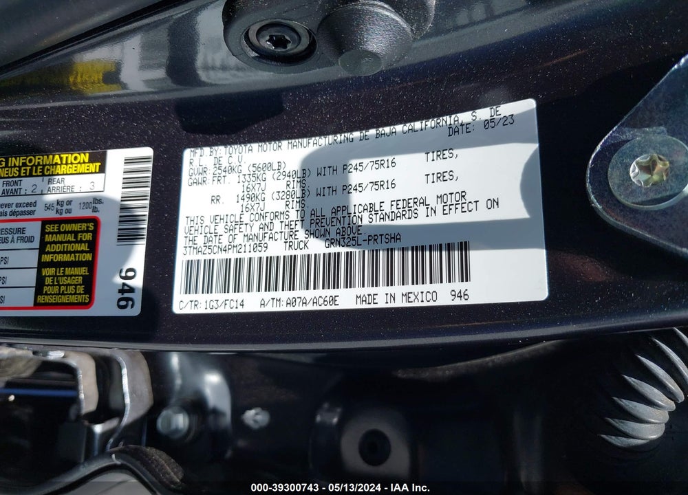2023 TOYOTA TACOMA SR5 V6 VIN: 3TMAZ5CN4PM211059