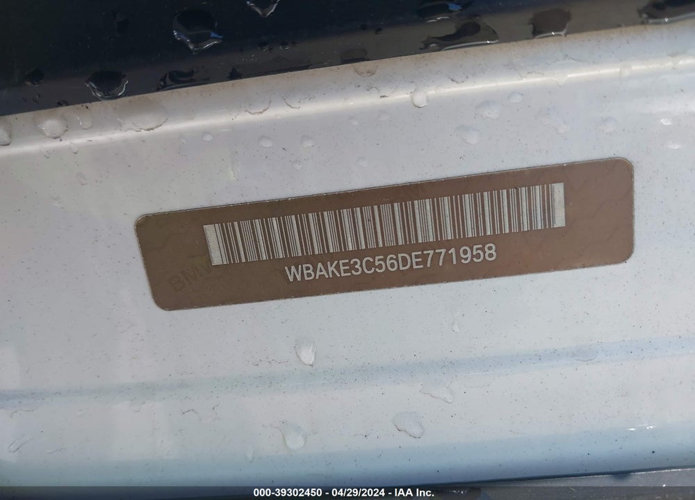 2013 BMW 328I VIN: WBAKE3C56DE771958