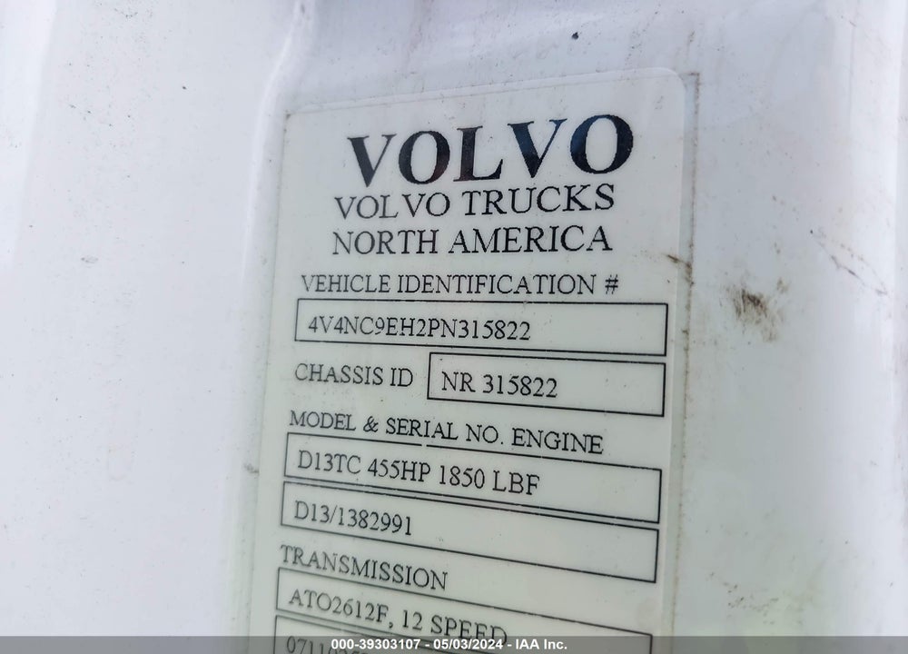 2023 VOLVO VNL VIN: 4V4NC9EH2PN315822