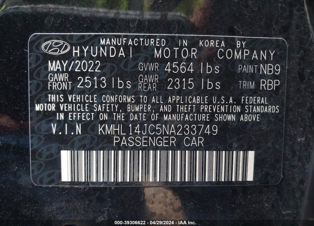 2022 HYUNDAI SONATA N LINE VIN: KMHL14JC5NA233749