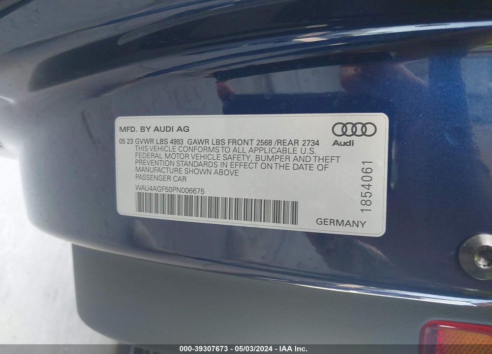 2023 AUDI A5 CABRIOLET PREMIUM PLUS 45 TFSI S LINE QUATTRO S TRONIC VIN: WAU4AGF50PN006675