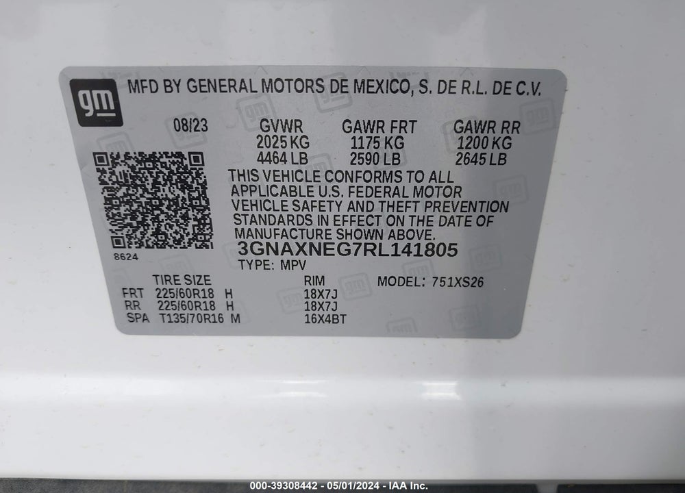 2024 CHEVROLET EQUINOX FWD PREMIER VIN: 3GNAXNEG7RL141805
