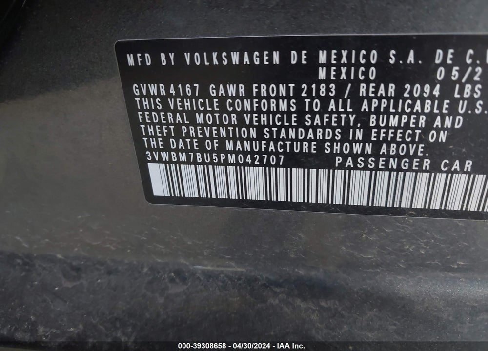 2023 VOLKSWAGEN JETTA 1.5T SPORT VIN: 3VWBM7BU5PM042707