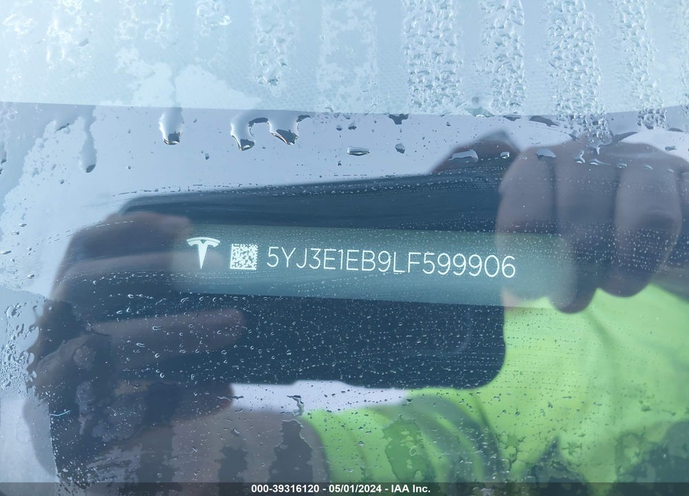 2020 TESLA MODEL 3 LONG RANGE DUAL MOTOR ALL-WHEEL DRIVE VIN: 5YJ3E1EB9LF599906