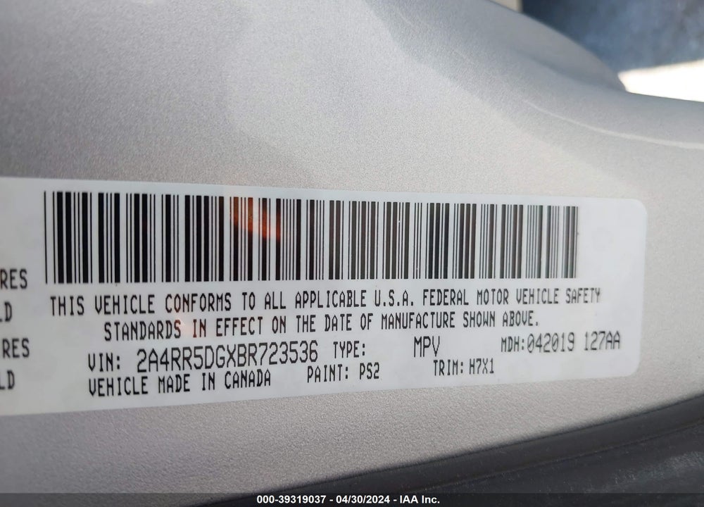 2011 CHRYSLER TOWN & COUNTRY TOURING VIN: 2A4RR5DGXBR723536