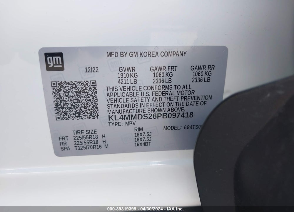 2023 BUICK ENCORE GX SELECT FWD VIN: KL4MMDS26PB097418