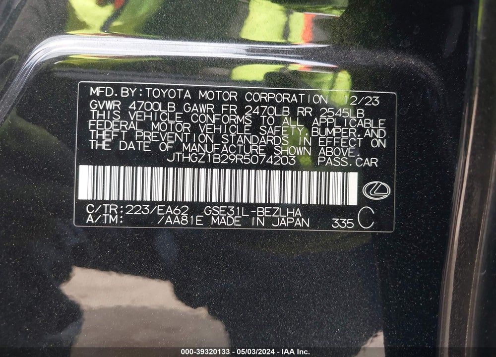 2024 LEXUS IS 350 F-SPORT VIN: JTHGZ1B29R5074203