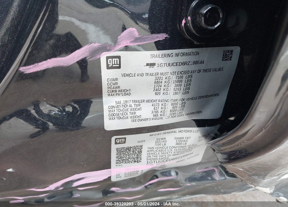 2024 GMC SIERRA 1500 4WD SHORT BOX ELEVATION WITH 3SB VIN: 1GTUUCED6RZ198644