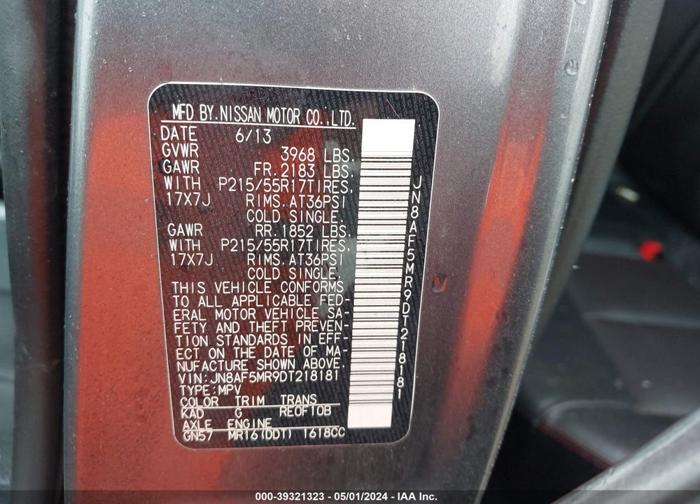 2013 NISSAN JUKE SL VIN: JN8AF5MR9DT218181