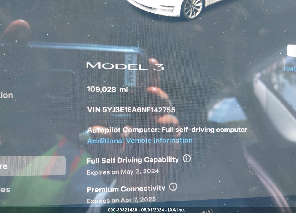 2022 TESLA MODEL 3 REAR-WHEEL DRIVE VIN: 5YJ3E1EA6NF142755