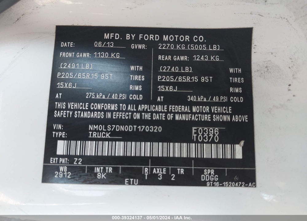 2013 FORD TRANSIT CONNECT XLT VIN: NM0LS7DN0DT170320
