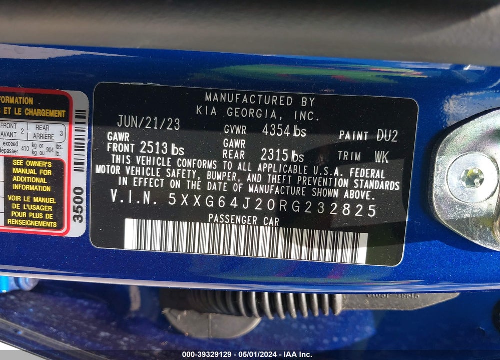 2024 KIA K5 GT LINE VIN: 5XXG64J20RG232825
