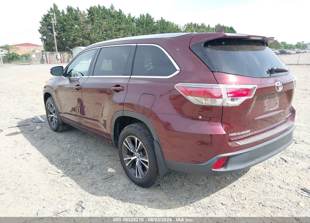 2016 TOYOTA HIGHLANDER XLE V6 VIN: 5TDJKRFH5GS355429