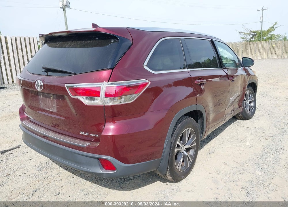 2016 TOYOTA HIGHLANDER XLE V6 VIN: 5TDJKRFH5GS355429