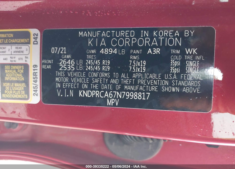 2022 KIA SPORTAGE SX TURBO VIN: KNDPRCA67N7998817
