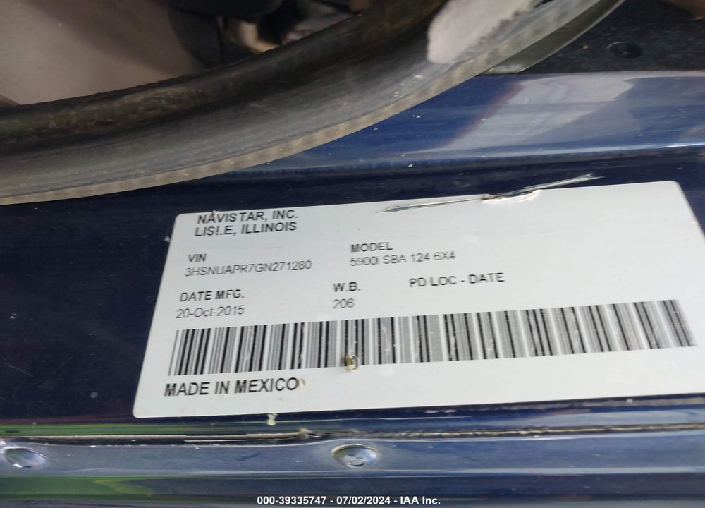 2016 INTERNATIONAL 5900 5900I VIN: 3HSNUAPR7GN271280