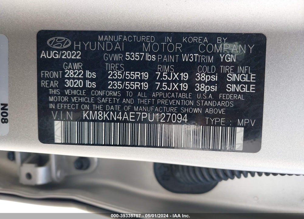 2023 HYUNDAI IONIQ 5 SEL VIN: KM8KN4AE7PU127094