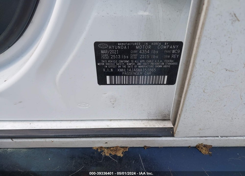 2021 HYUNDAI SONATA SEL VIN: KMHL14JA6MA151865